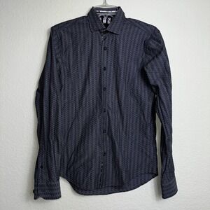 Eight X Men's Long Sleeve Size S Slim Fit Buckle Gray Pattern Button Up